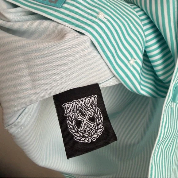 Dixxon Men's Benny Short Sleeve Button Up Shirt Microstripe Tiffany‎ Blue Medium - Picture 11 of 11